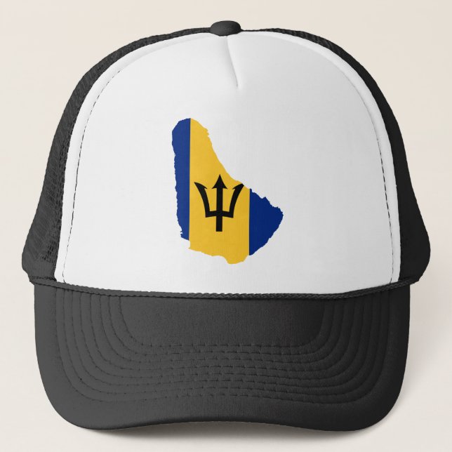 Barbados-Flaggenkarte BB Truckerkappe (Vorderseite)