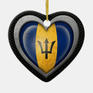 Barbados-Herz-Flaggen-Stahlmaschen-Effekt Keramikornament