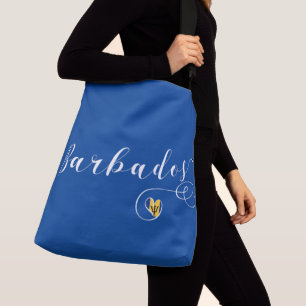 Barbados Herzenflagge, Barbadian Tragetaschen Mit Langen Trägern