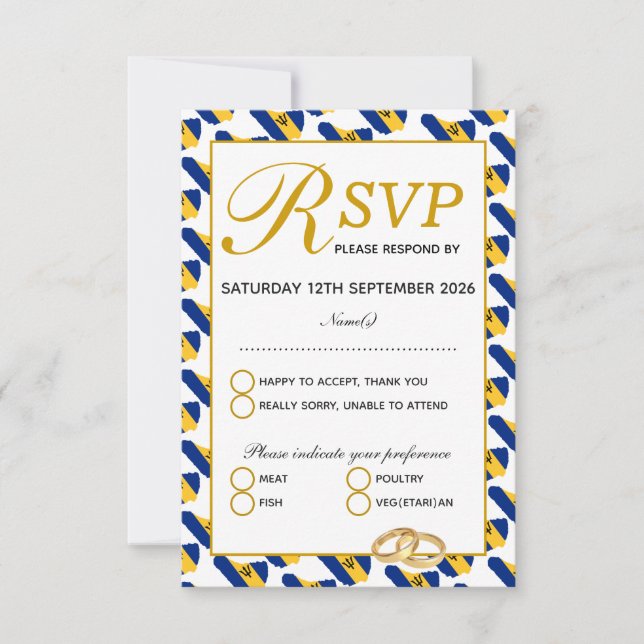BARBADOS Hochzeitsfeier UAWG Response Card RSVP Karte (Vorderseite)