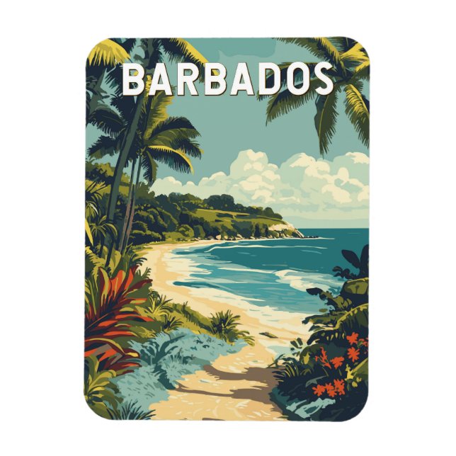 Barbados Illustration Travel Art Vintag Magnet (Vertikal)