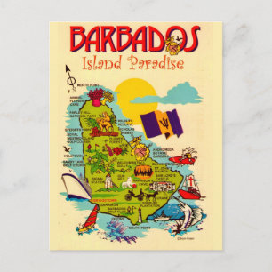 Barbados Inselkarte Postkarte