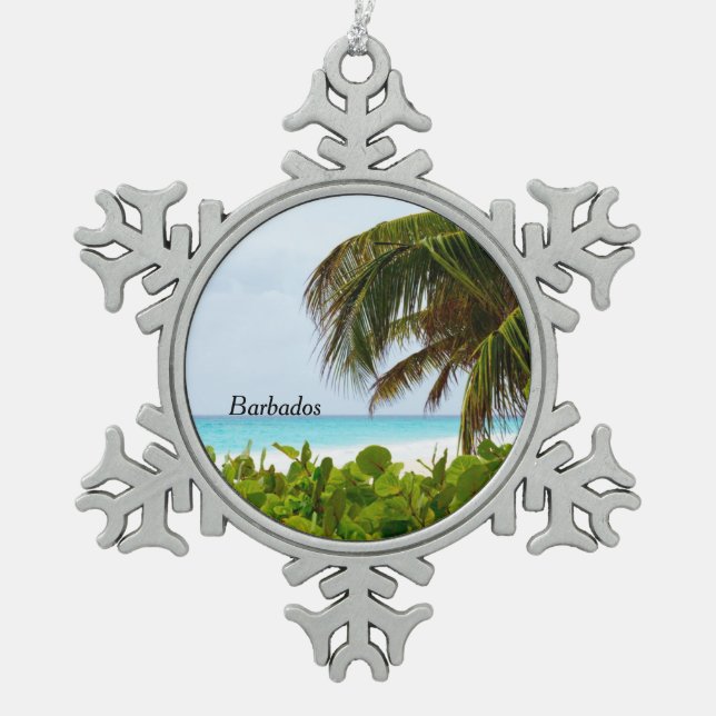 Barbados, Karibischer Strand Schneeflocken Zinn-Ornament (Vorderseite)
