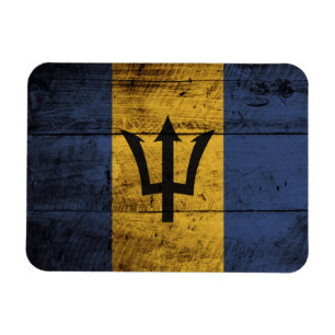 Barbados kennzeichnen auf altem hölzernem Korn Magnet