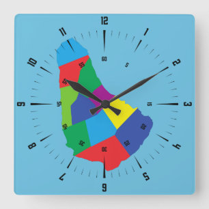 Barbados Map Quadratische Wanduhr