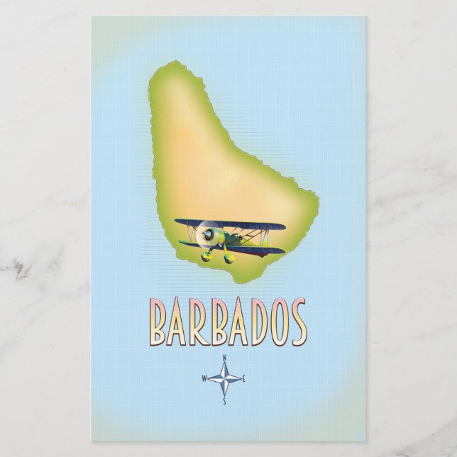 Barbados Map Vintage Reiseplakat. Briefpapier (Vorderseite)