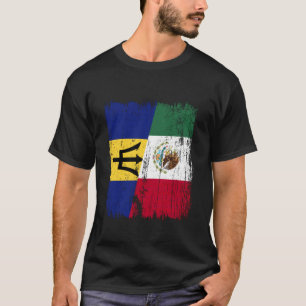 Barbados Mexiko Halbe Flagge Bajan Mexikanisches E T-Shirt