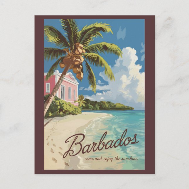 Barbados Painterly Travel Art Vintag Postkarte (Vorderseite)