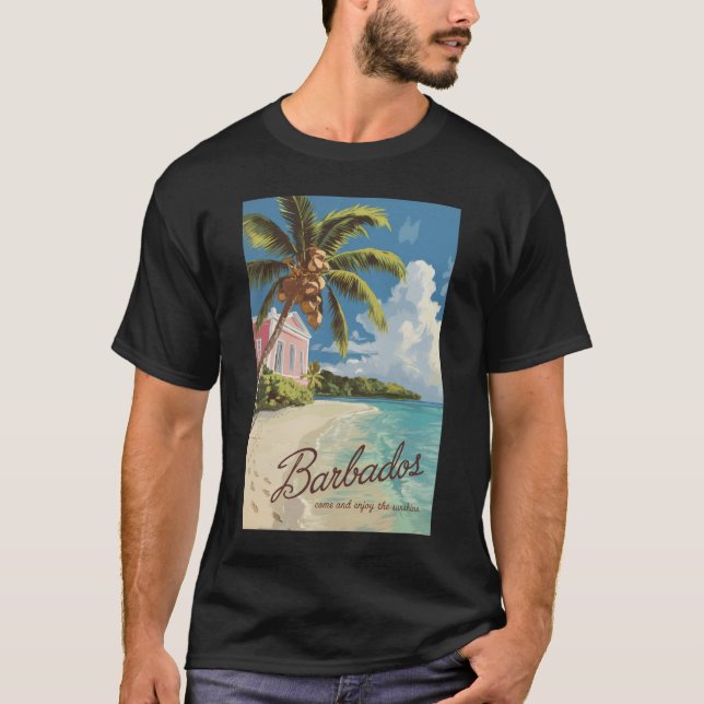 Barbados Painterly Travel Art Vintag T-Shirt (Vorderseite)