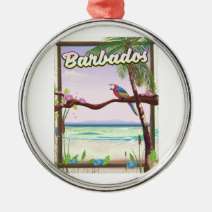 Barbados Papageien Landschaft Reiseplakat Ornament Aus Metall