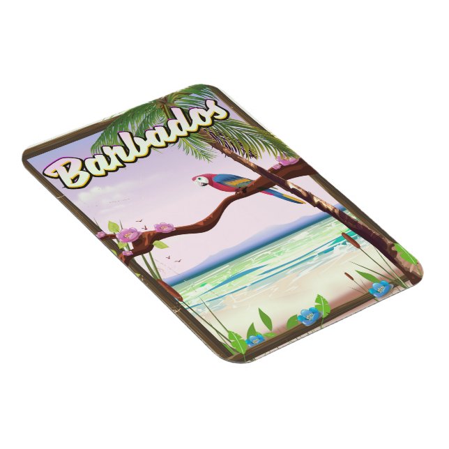 Barbados Parrot Landscape Reiseplakat Magnet (Rechte Seite)