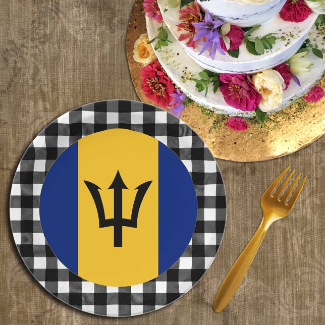 Barbados Plate, Büffel kariert & Barbados Flag Pappteller (Von Creator hochgeladen)