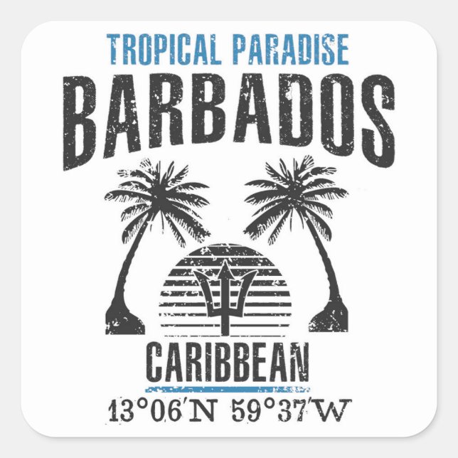 Barbados Quadratischer Aufkleber (Vorderseite)