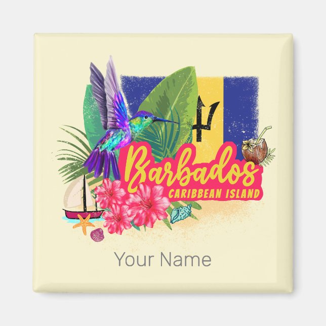 Barbados Retro Karibik Vintage Insel Souvenir Magnet (Vorne)