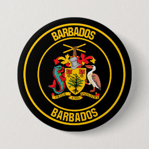 Barbados Round Emblem Button