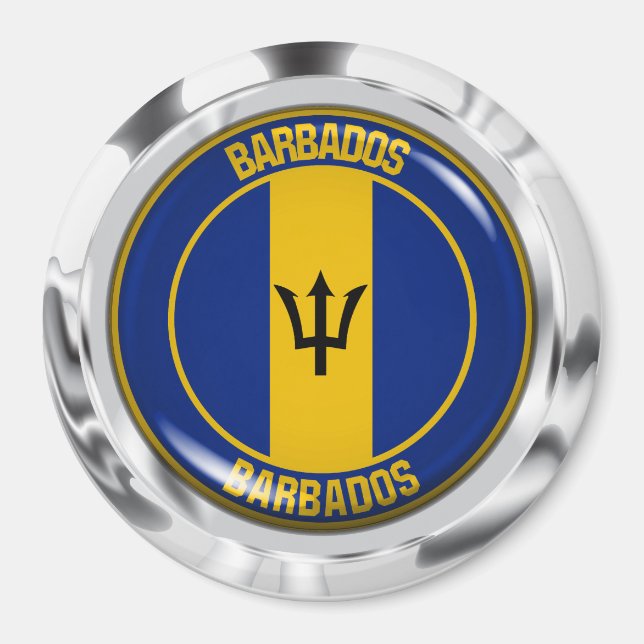 Barbados Round Emblem Magnet (Vorne)