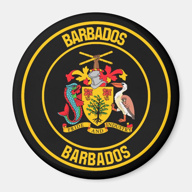 Barbados Round Emblem Magnet (Vorne)