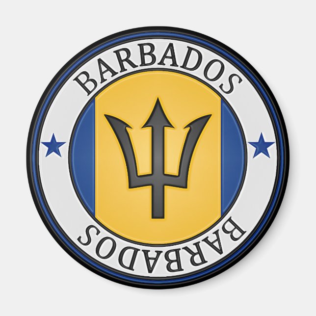 Barbados Round Emblem Magnet (Vorne)