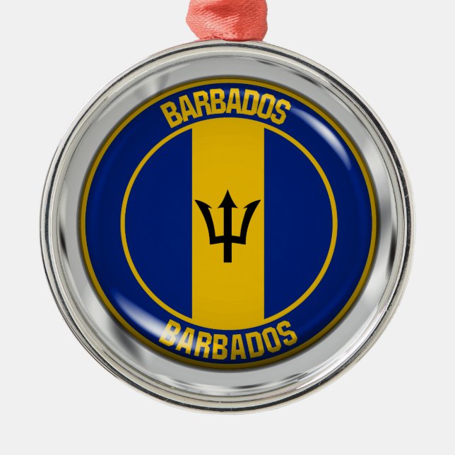 Barbados Round Emblem Ornament Aus Metall (Vorne)