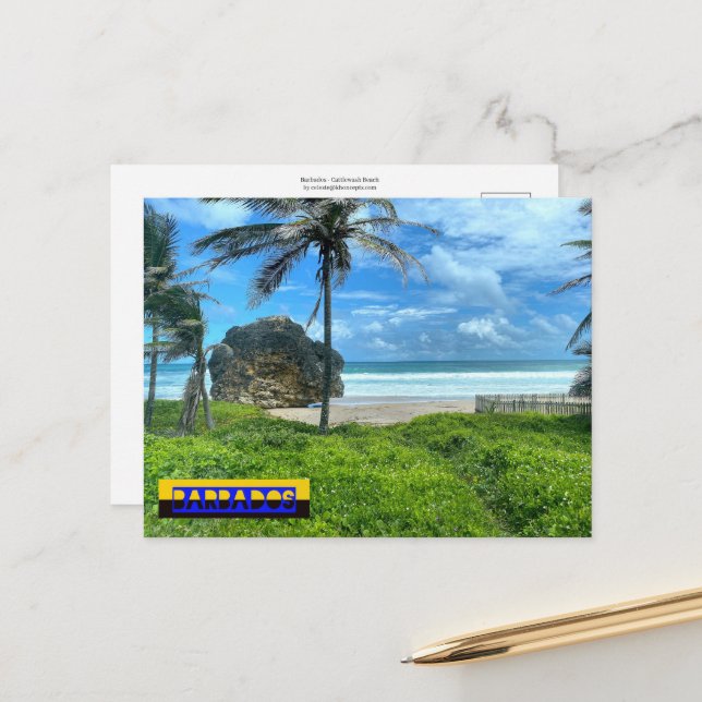 Barbados - Strand von Cattlewash Postkarte (Vorderseite/Rückseite Beispiel)