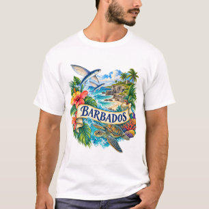 Barbados T-Shirt Aquarelle de l'Île