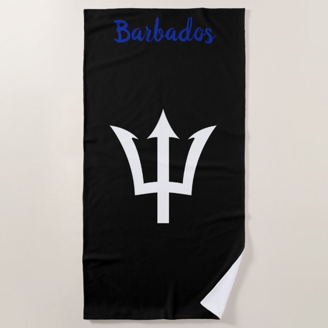 Barbados Trident Black Beach Handtuch (Vorderseite)