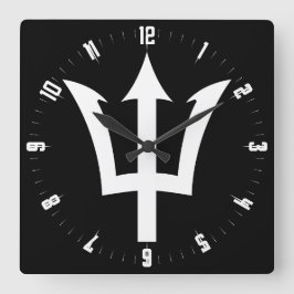 Barbados Trident  Square Wall Clock Quadratische Wanduhr