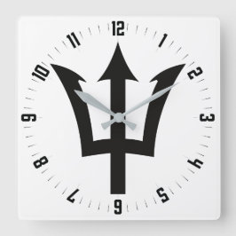 Barbados Trident Square Wall Clock Quadratische Wanduhr