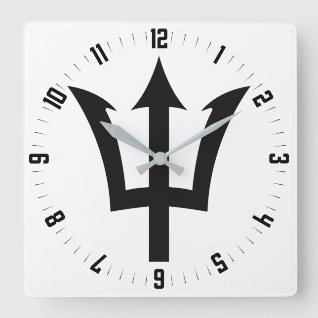 Barbados Trident Square Wall Clock Quadratische Wanduhr (Vorderseite)