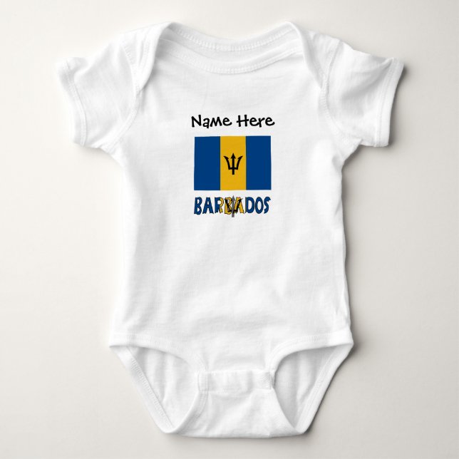 Barbados und Barbadische Flagge mit Ihrem Namen Baby Strampler (Vorderseite)