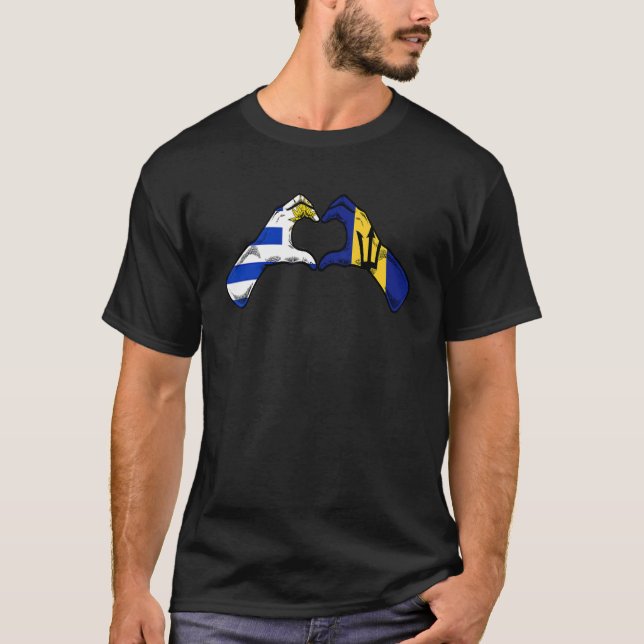 Barbados Uruguay Flag Barbadian Uruguayan Heart T-Shirt (Vorderseite)
