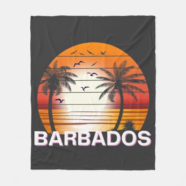 Barbados Vintag Palm Trees Summer Beach Fleecedecke (Vorderseite)