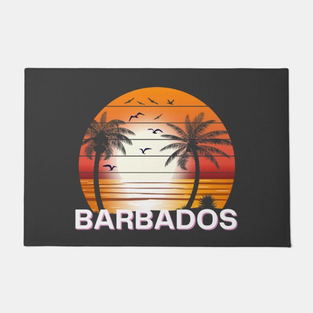 Barbados Vintag Palm Trees Summer Beach Fußmatte (Vorderseite)