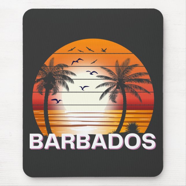 Barbados Vintag Palm Trees Summer Beach Mousepad (Vorne)