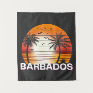 Barbados Vintag Palm Trees Summer Beach Wandteppich