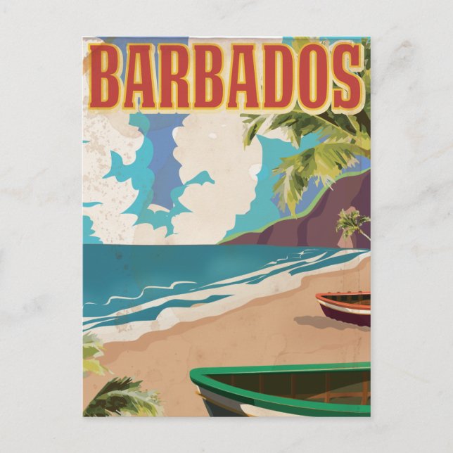 Barbados Vintage Reiseplakat Postkarte (Vorderseite)