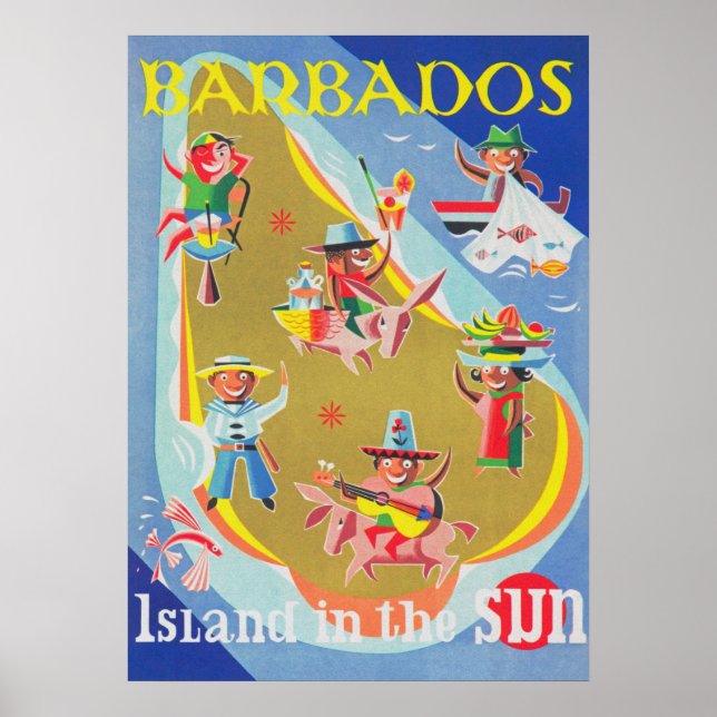 Barbados Vintage Travel Poster (Vorne)
