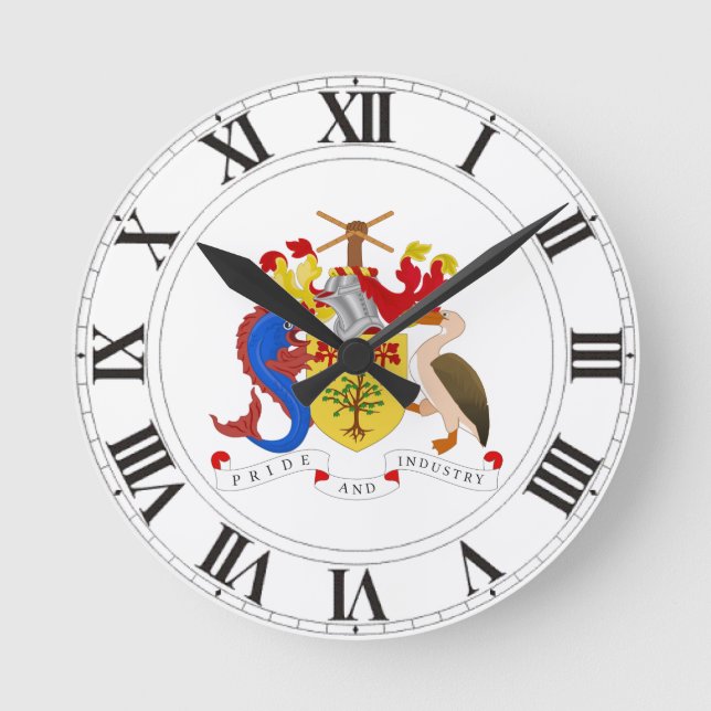 Barbados-Wappen Runde Wanduhr (Vorderseite)