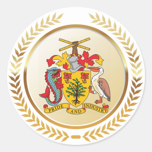 Barbados-Wappen Runder Aufkleber (Vorderseite)