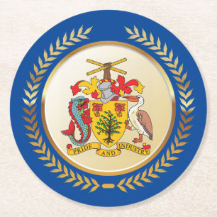 Barbados-Wappen Runder Pappuntersetzer