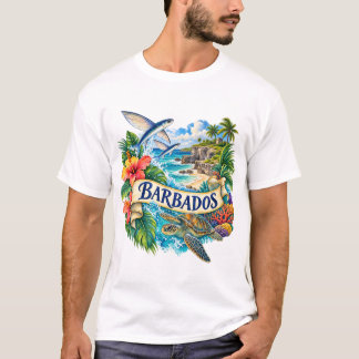 Barbados-Wasserfarben-Insel-T-Shirt T-Shirt