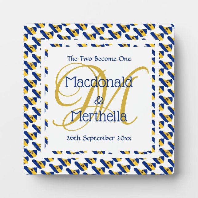 BARBADOS Wedding Keepake Geschenk Custom Monogram Fotoplatte (Vorderseite)