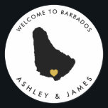 Barbados Wedding Welcome Stickers, Gefallen Runder Aufkleber<br><div class="desc">Verwenden Sie diesen Aufkleber,  um die Begrüßungstaschen oder die Leckereien für Ihre Gäste aus der Stadt zu kennzeichnen und sie in Barbados willkommen zu heißen!</div>