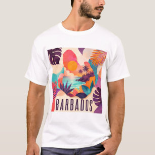 Barbados Zeitgenössisches Collage T-Shirt