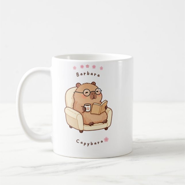 Barbara Capybara liest Buch Cute Cozy Tasse (Links)