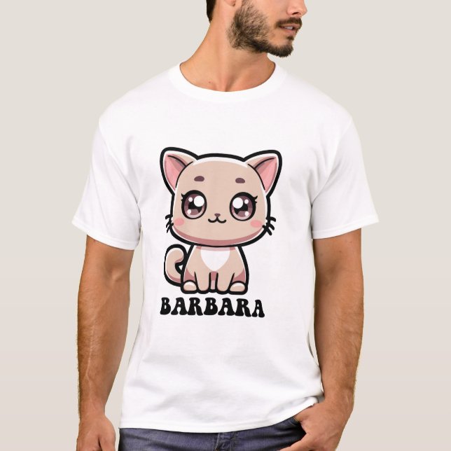 Barbara Cute Kitty Cat Design T-Shirt (Vorderseite)