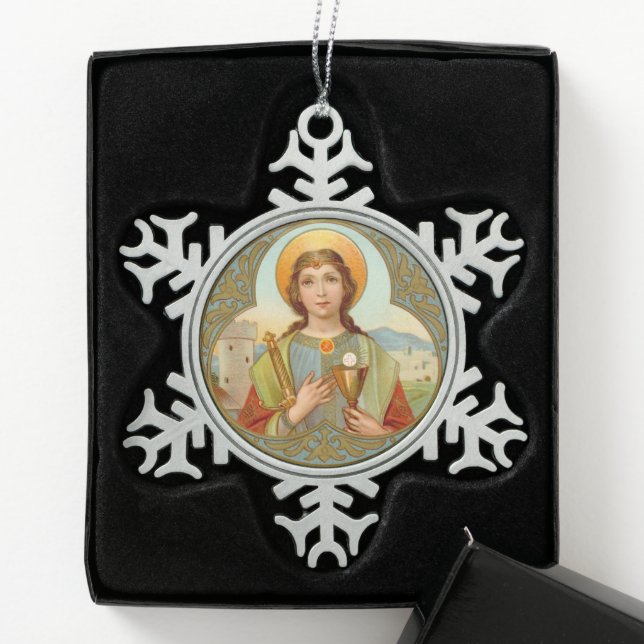 Barbara von Nicomedia (BK 001) Schneeflocken Zinn-Ornament (Box)