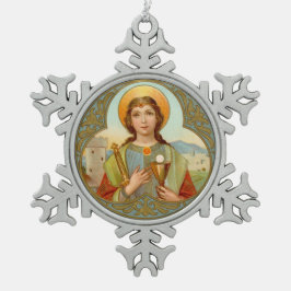 Barbara von Nicomedia (BK 001) Schneeflocken Zinn-Ornament