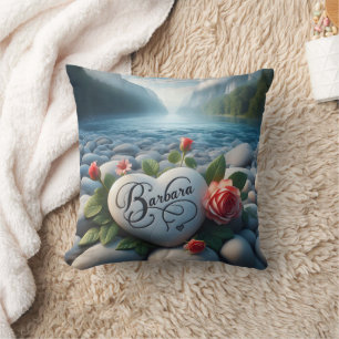 Barbaras Herz am Fluss Kissen