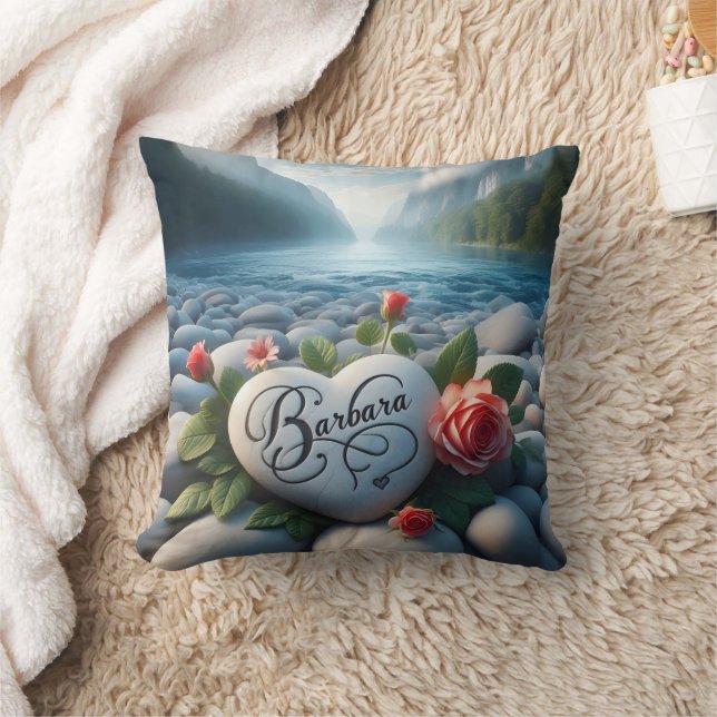 Barbaras Herz am Fluss Kissen (Decke)